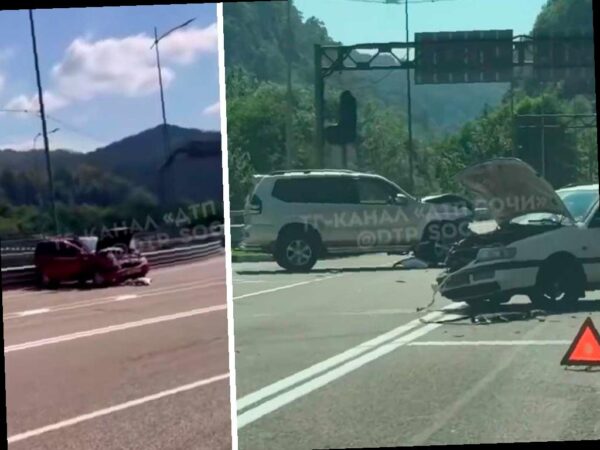Массовое столкновение трех автомобилей на улице Краснофлотской в Сочи